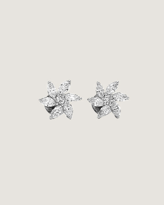 Mia Marquise Diamond Floral Earring Studs