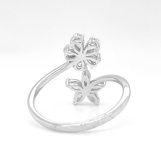 Natural Marquise and Pear Shaped Diamond Bypass Cocktail Ring, in White Gold