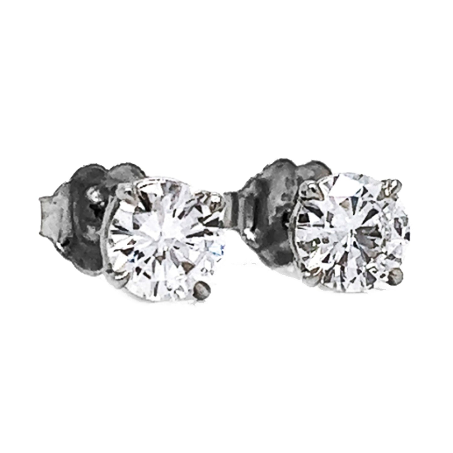 1 ct.tw. Natural Round Diamond Stud Earrings, in White Gold
