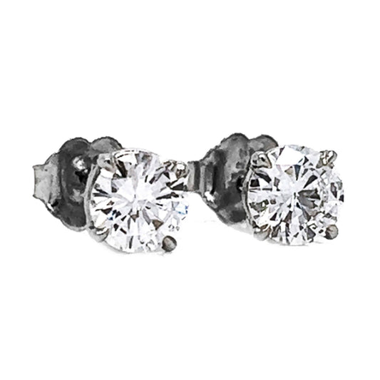 1 ct.tw. Natural Round Diamond Stud Earrings, in White Gold