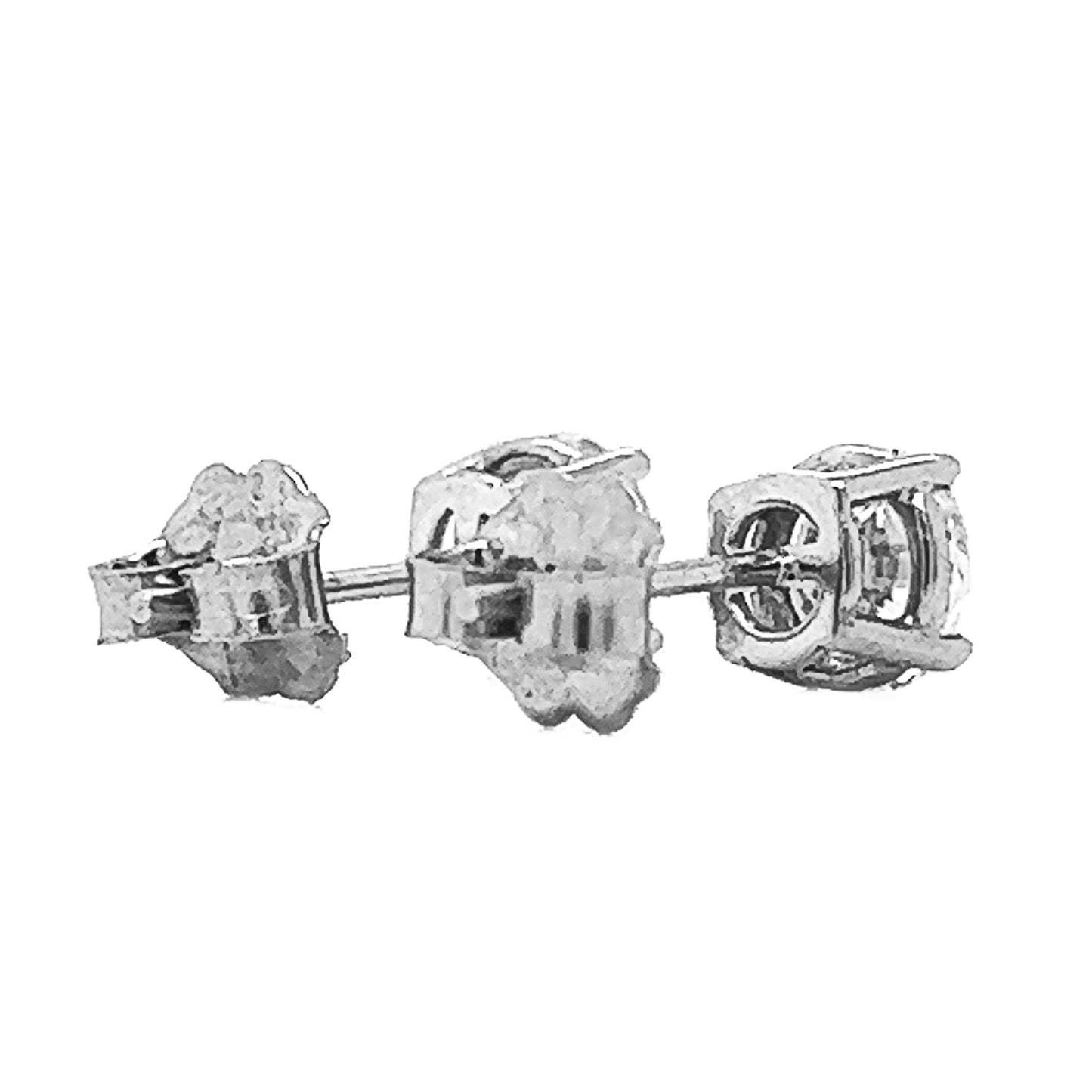 1 ct.tw. Natural Round Diamond Stud Earrings, in White Gold