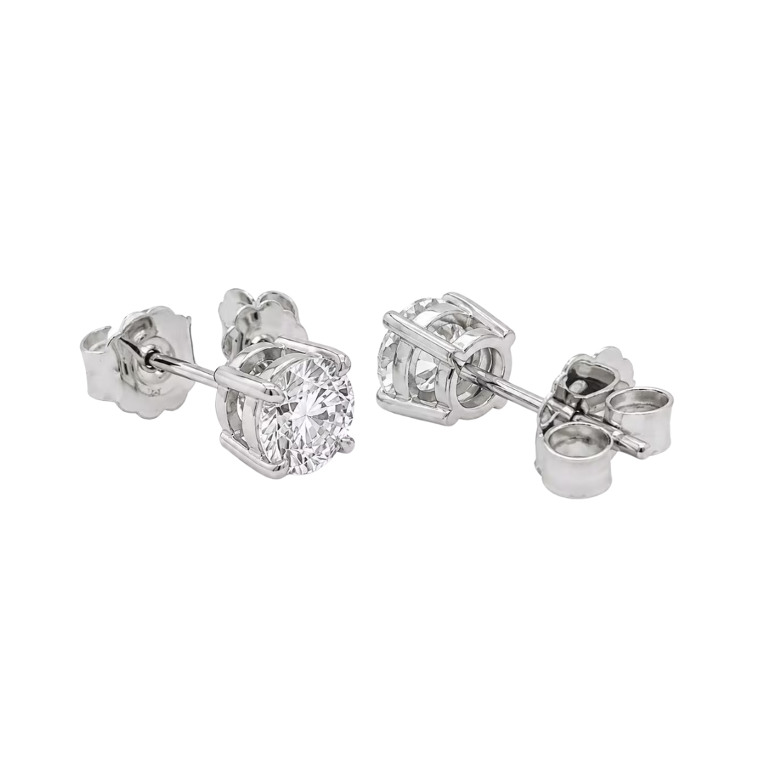 1 ct.tw. Natural Round Diamond Stud Earrings back