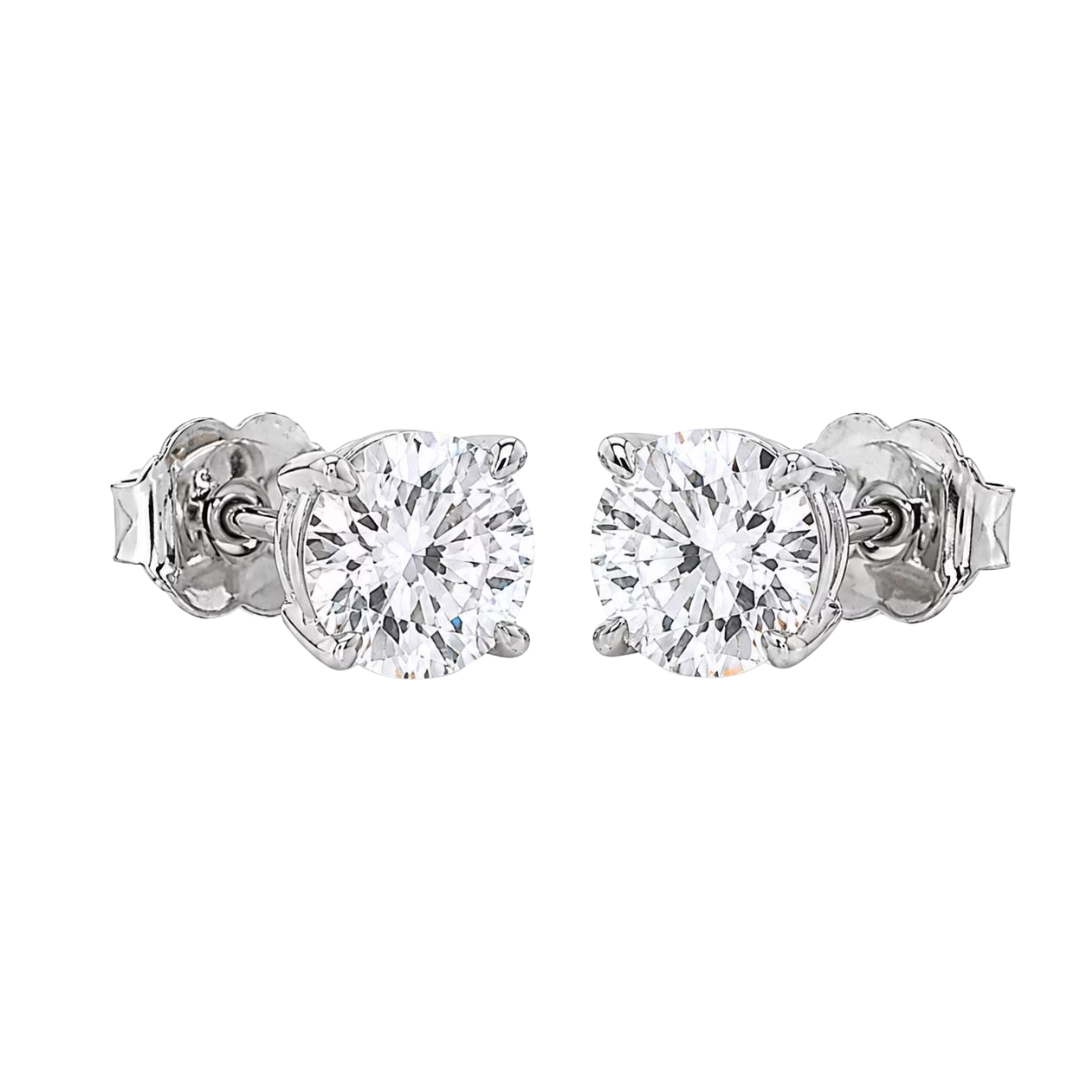 1 ct.tw. Natural Round Diamond Stud Earrings side