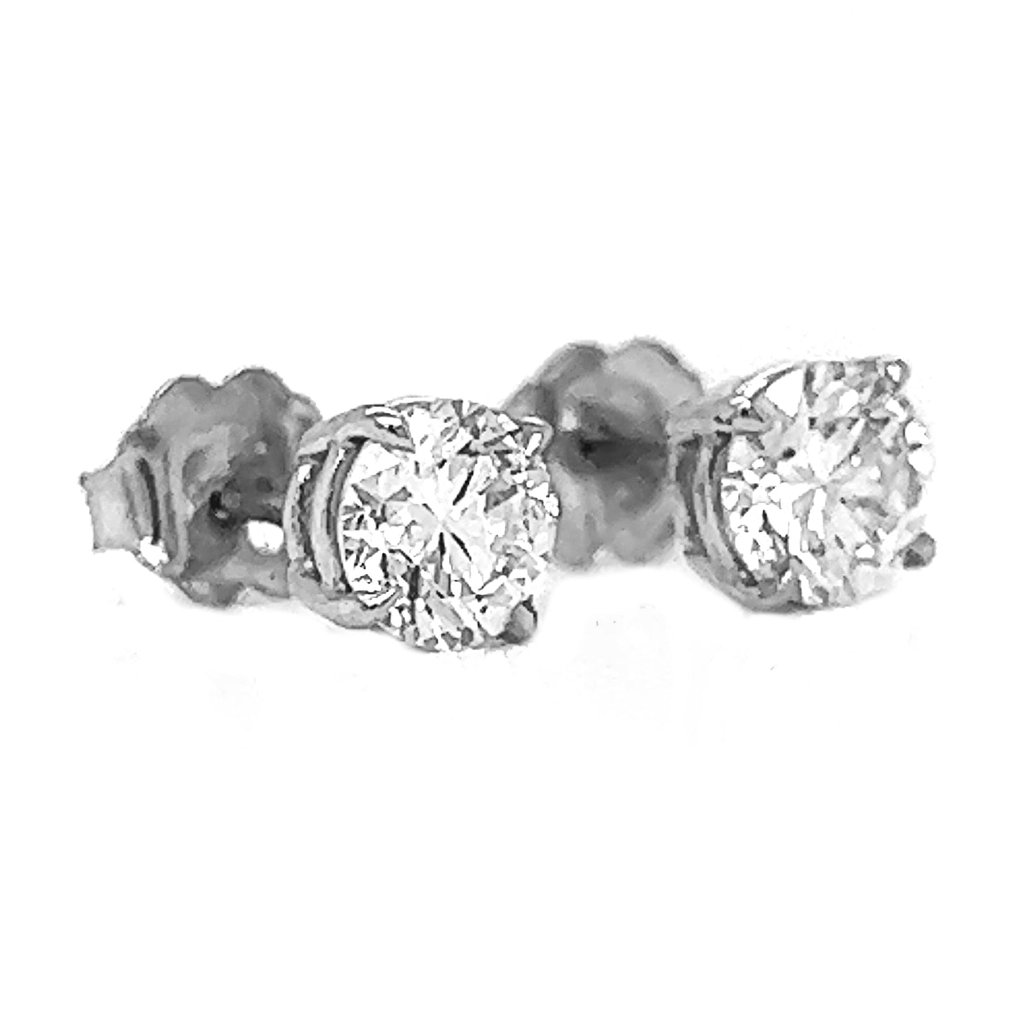 1.21 ct.tw. Natural Round Diamond Stud Earrings, in White Gold