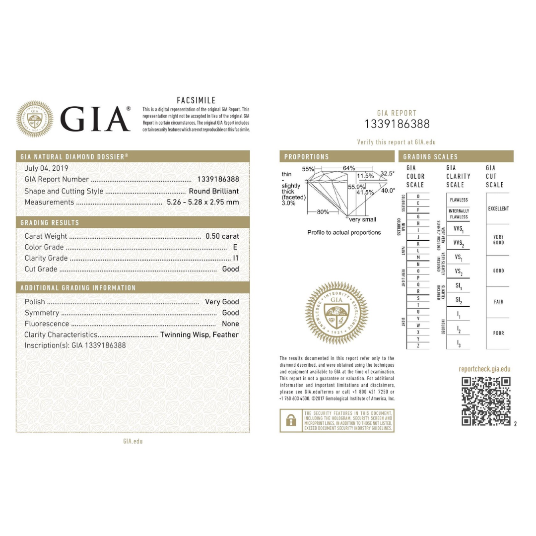 GIA diamond grading report on a white background