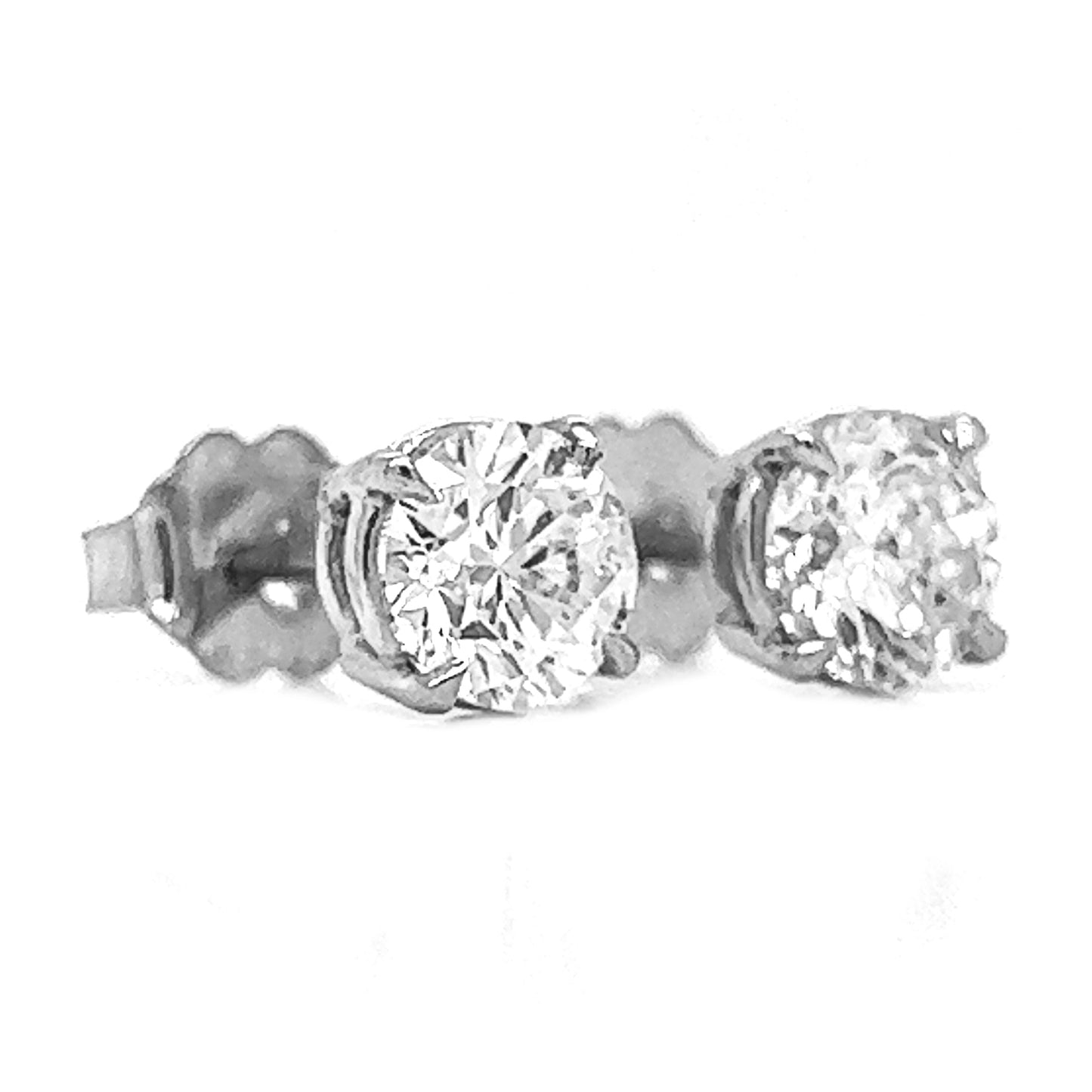 1.41 ct.tw. Natural Round Diamond Stud Earrings, in White Gold