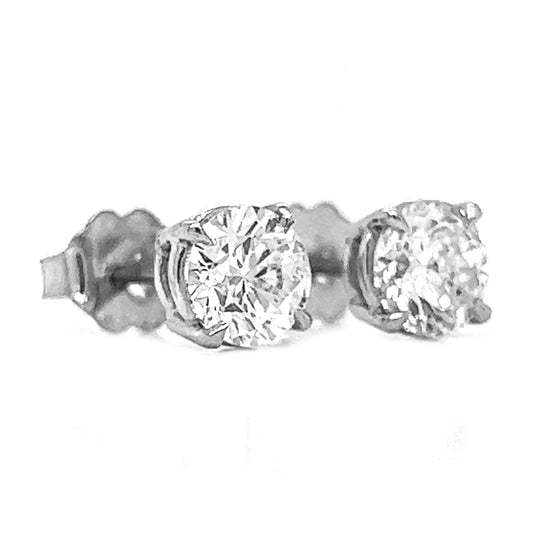 1.41 ct.tw. Natural Round Diamond Stud Earrings, in White Gold