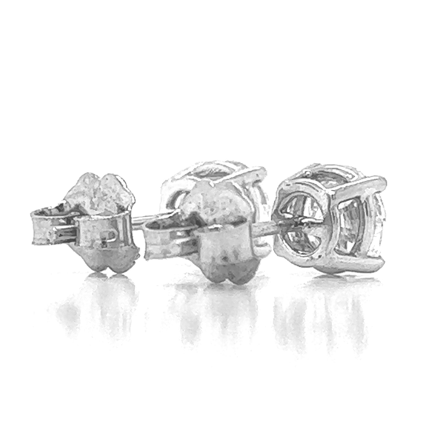 1.41 ct.tw. Natural Round Diamond Stud Earrings, in White Gold