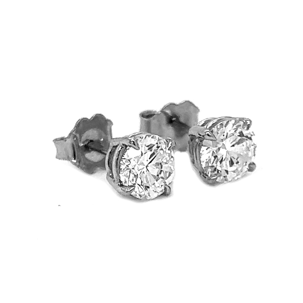 1.44 ct.tw. Natural Round Diamond Stud Earrings, in White Gold