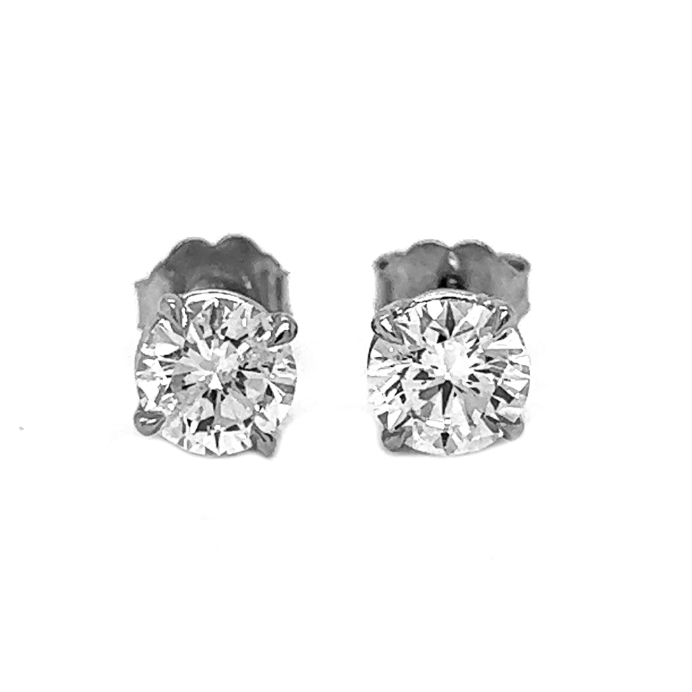 1.44 ct.tw. Natural Round Diamond Stud Earrings, in White Gold