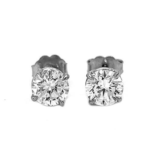 1.44 ct.tw. Natural Round Diamond Stud Earrings, in White Gold