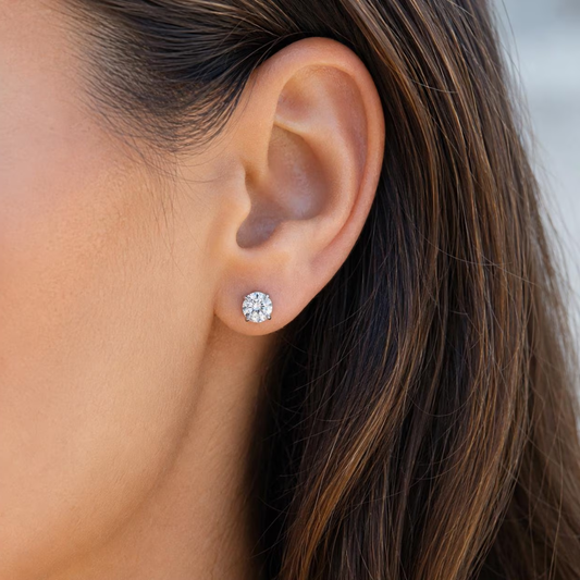 pair of studs earrings on a model
