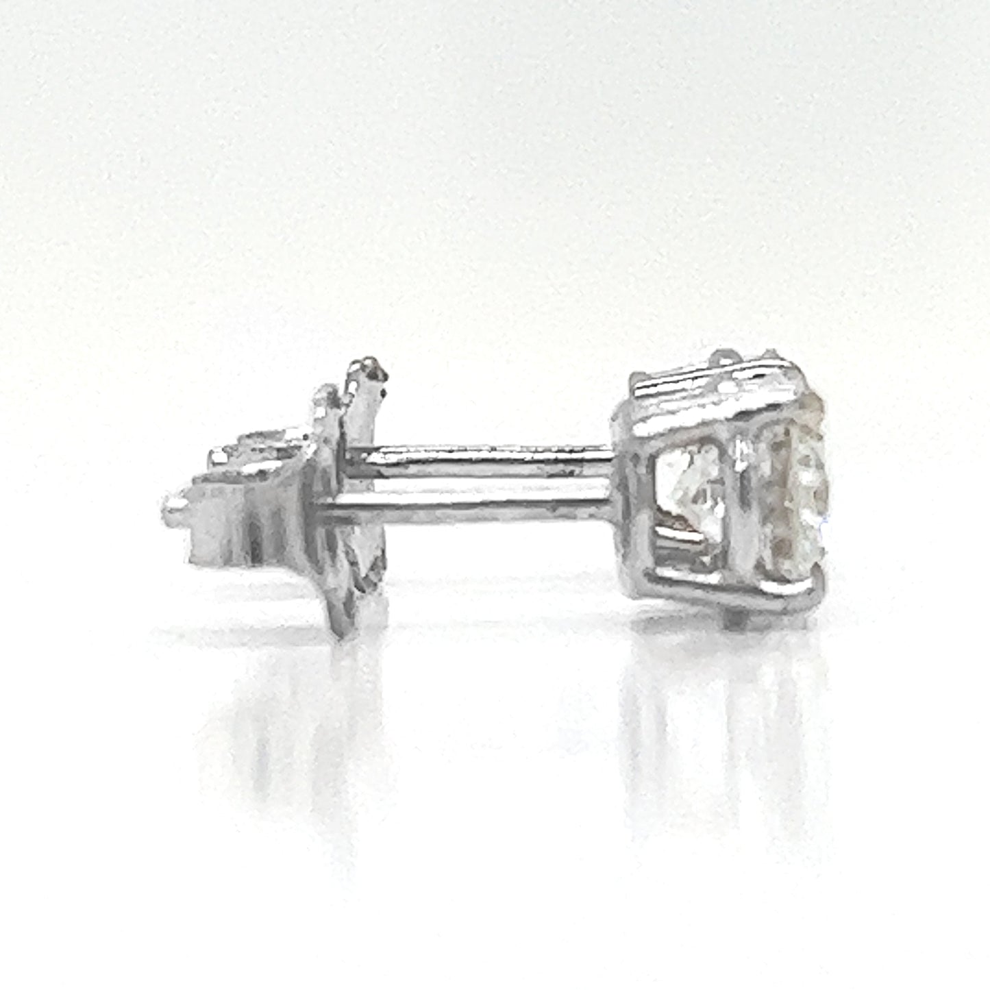 1.08 ct.tw. Natural Round Diamond Stud Earrings, in White Gold