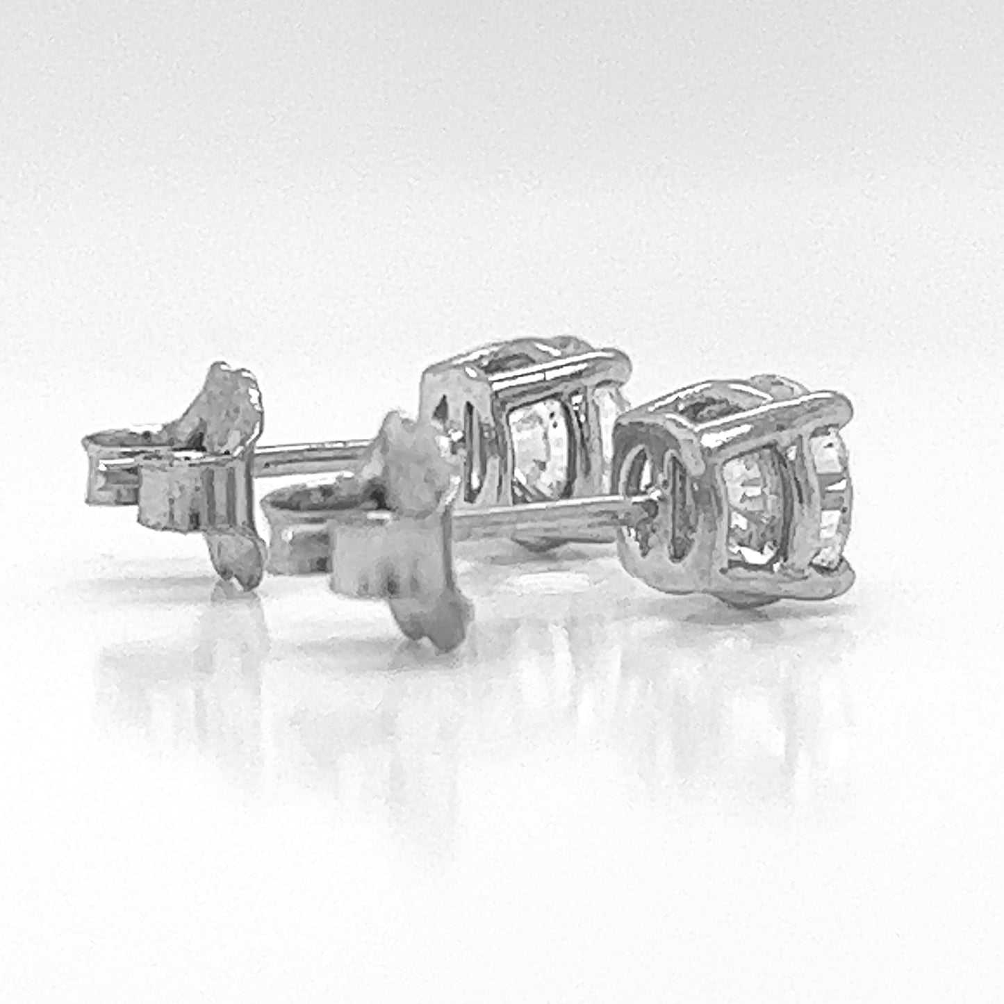 1.08 ct.tw. Natural Round Diamond Stud Earrings, in White Gold