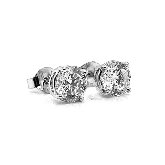 2.02 ct.tw. Natural Round Diamond Stud Earrings, in White Gold
