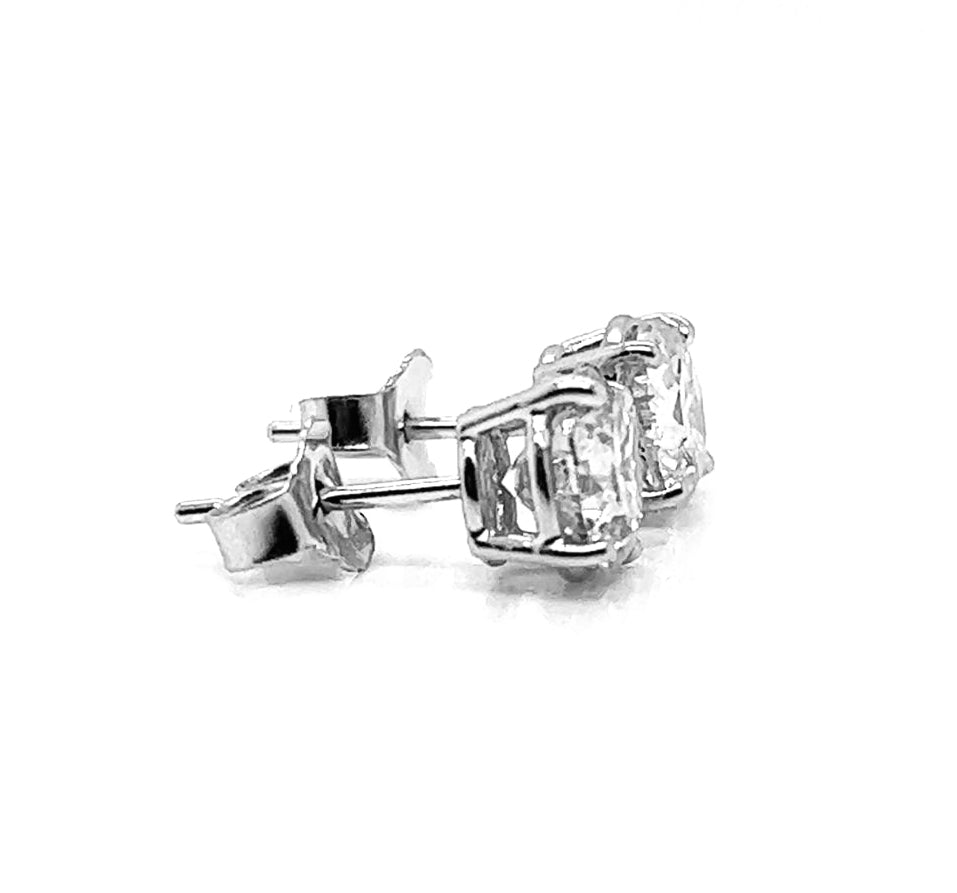 2.02 ct.tw. Natural Round Diamond Stud Earrings, in White Gold