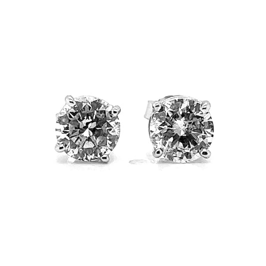 2.02 ct.tw. Natural Round Diamond Stud Earrings, in White Gold