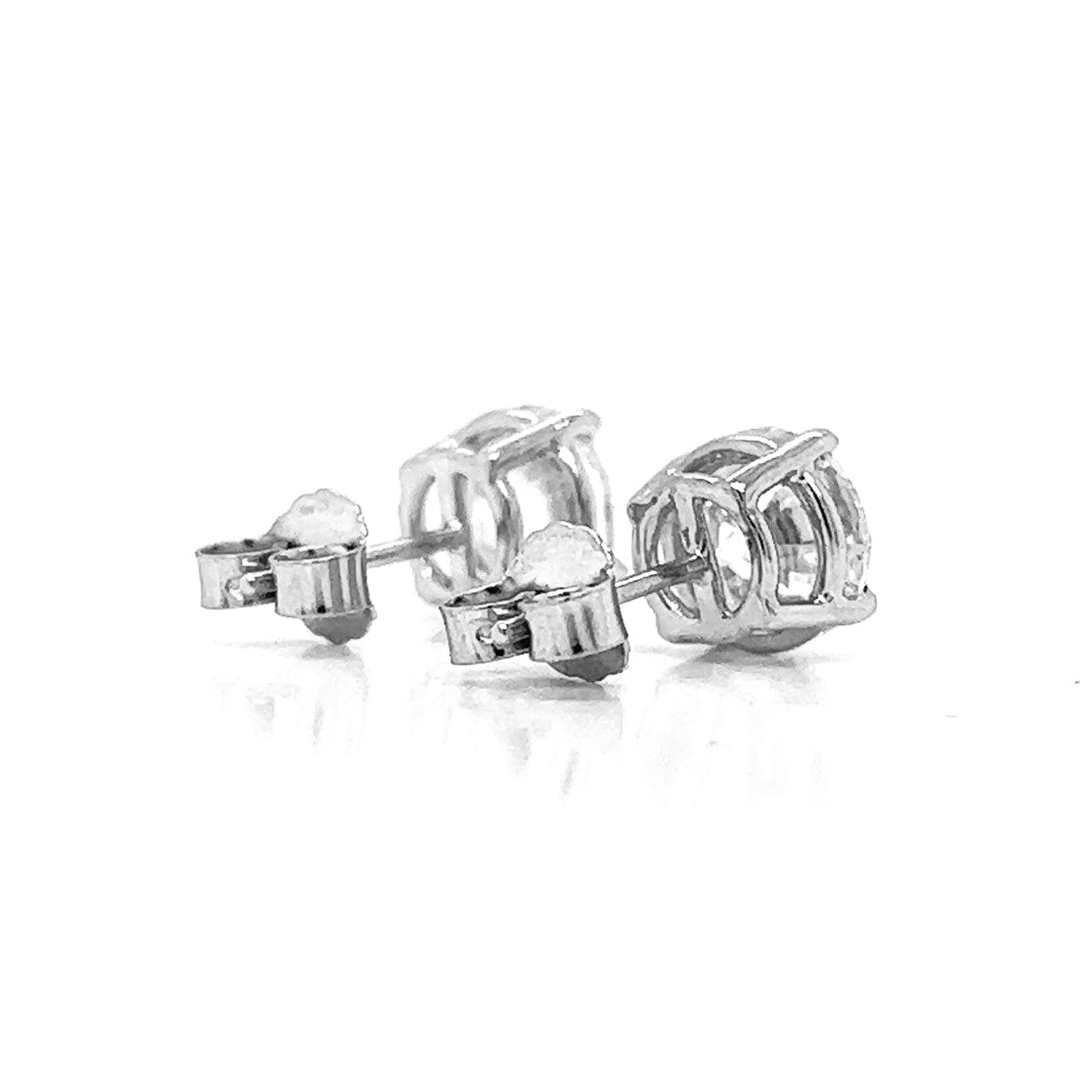 3.01 ct.tw. Natural Round Diamond Stud Earrings, in White Gold