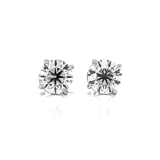 3.01 ct.tw. Natural Round Diamond Stud Earrings, in White Gold