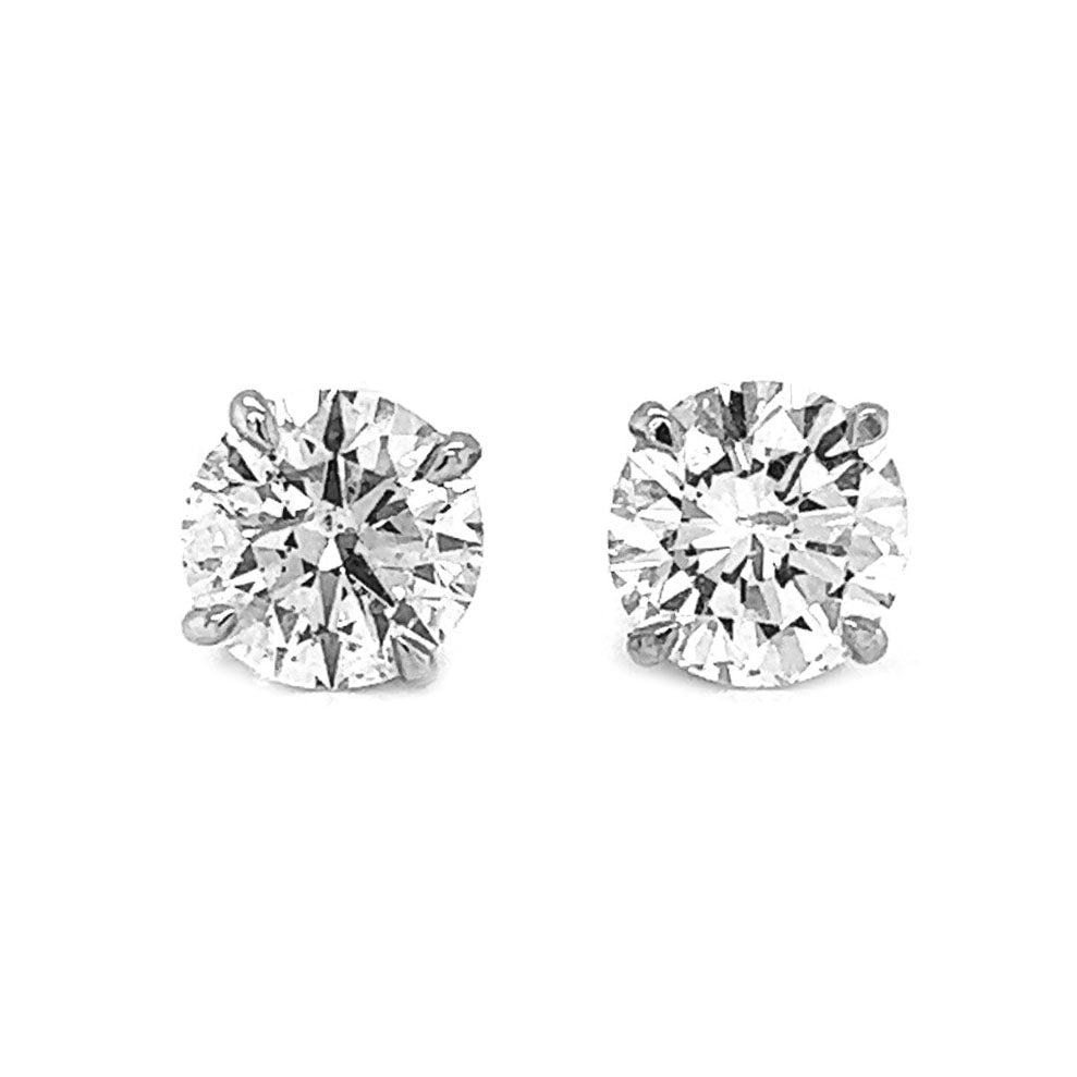 3.05 ct.tw. Natural Round Cut Diamond Stud Earrings, in White Gold