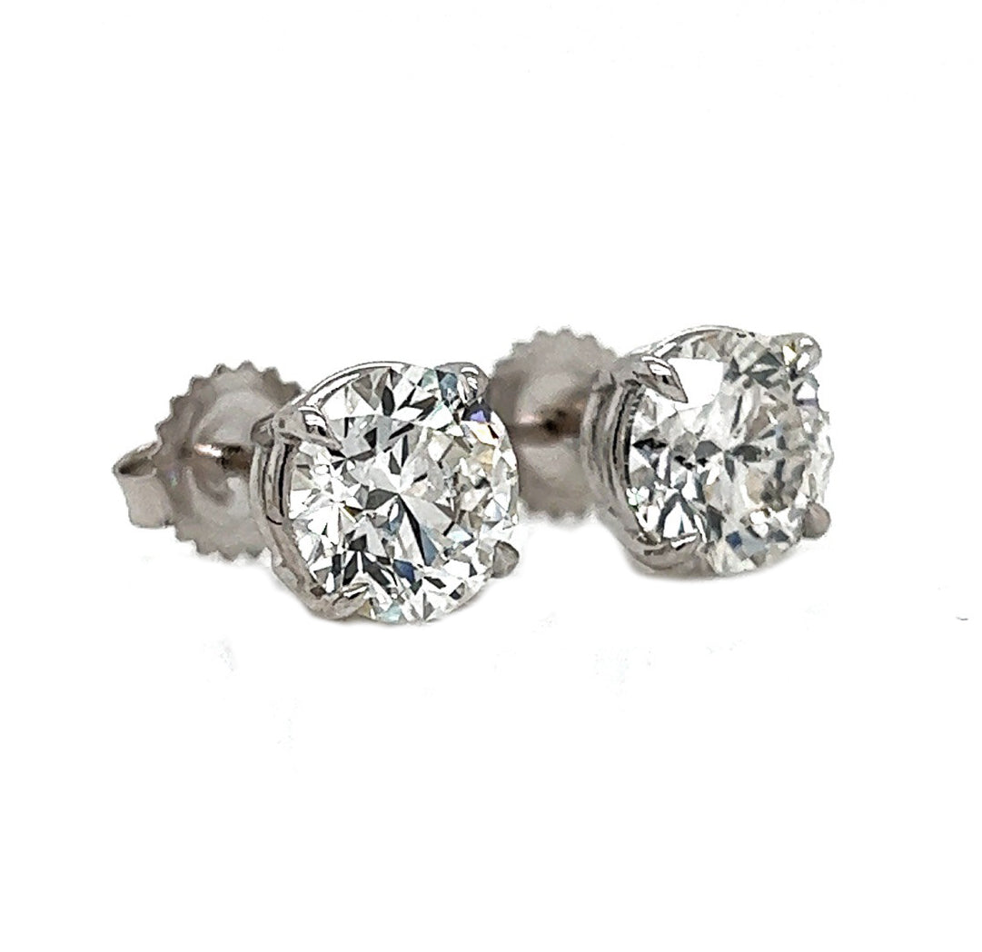 4.12 ct.tw. Natural Round Diamond Stud Earrings, in White Gold