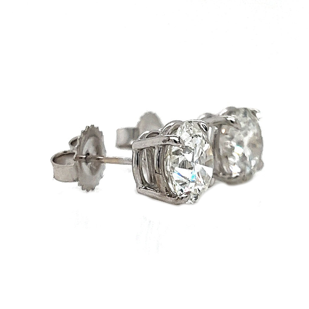 4.12 ct.tw. Natural Round Diamond Stud Earrings, in White Gold