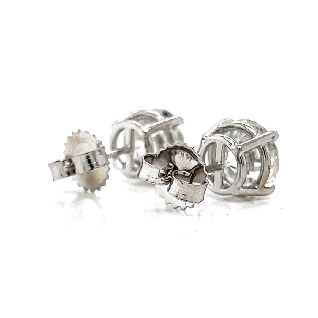 4.12 ct.tw. Natural Round Diamond Stud Earrings, in White Gold