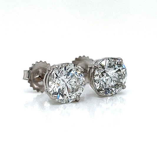 Natural Mined Round Diamond Earring Studs White Gold