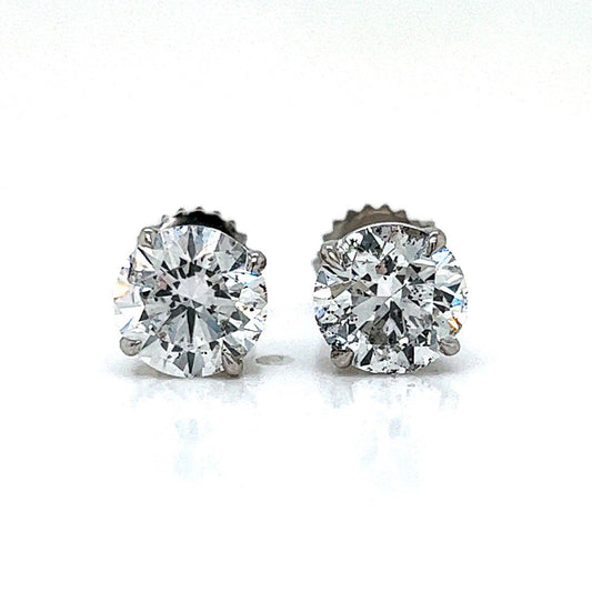 Natural Mined Round Diamond Earring Studs White Gold