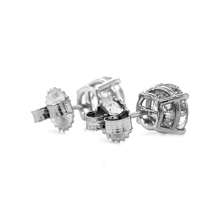 Natural Mined Round Cut Diamond Stud Earrings White Gold