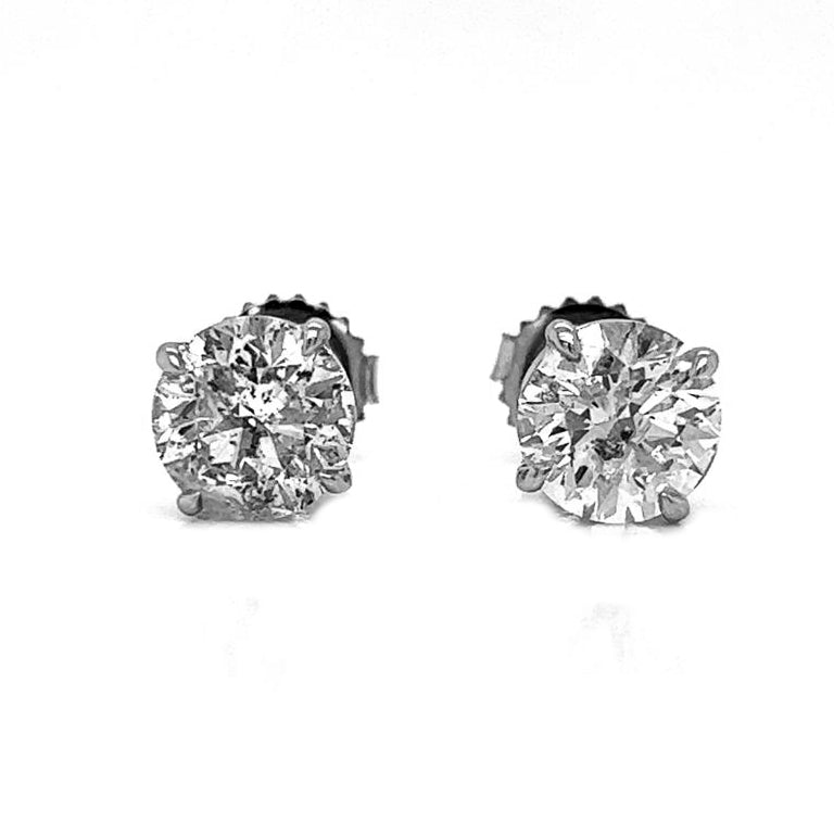 3.36 ct. t.w. Natural Round Cut Diamond Stud Earrings, in White Gold