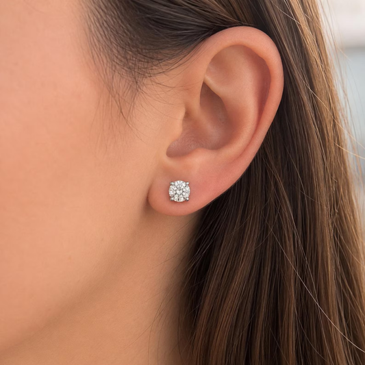 model with diamond earring