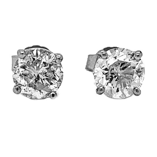 1.66 ct.tw. Natural Round Cut Diamond Stud Earrings, in White Gold