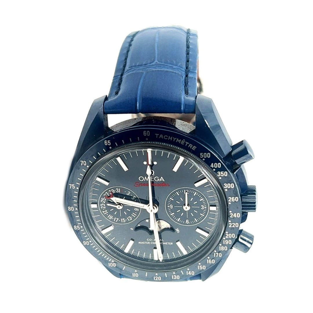 Omega Speedmaster Blue Side of the Moon Co-Axial Chronograph Watch – Pre-owned front  strap