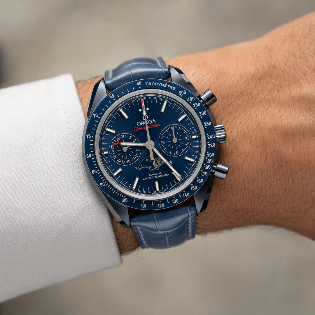 Omega Speedmaster Blue Side of the Moon Co-Axial Chronograph Watch – Pre-owned on ai model