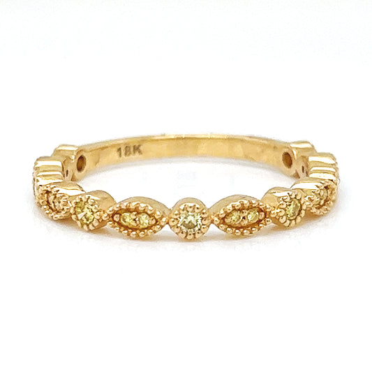 0.25 ct.t.w. Natural Fancy Yellow Diamond Milgrain Ring, in Yellow Gold