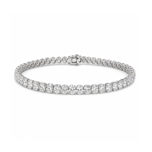 12.26 cttw. Natural Diamond Oval Cut Tennis Bracelet, in White Gold