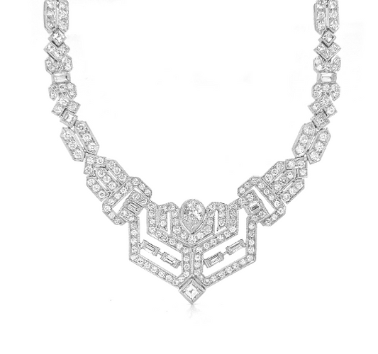 Natural Diamond Cluster Cocktail Necklace, in White Gold