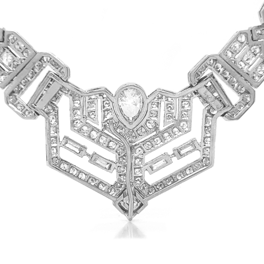 Natural Diamond Cluster Cocktail Necklace, in White Gold