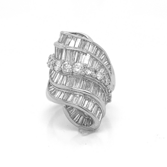 Natural Mined Diamond Cluster Cocktail Ring Platinum