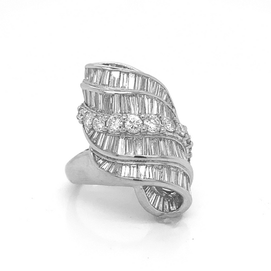 Natural Mined Diamond Cluster Cocktail Ring Platinum