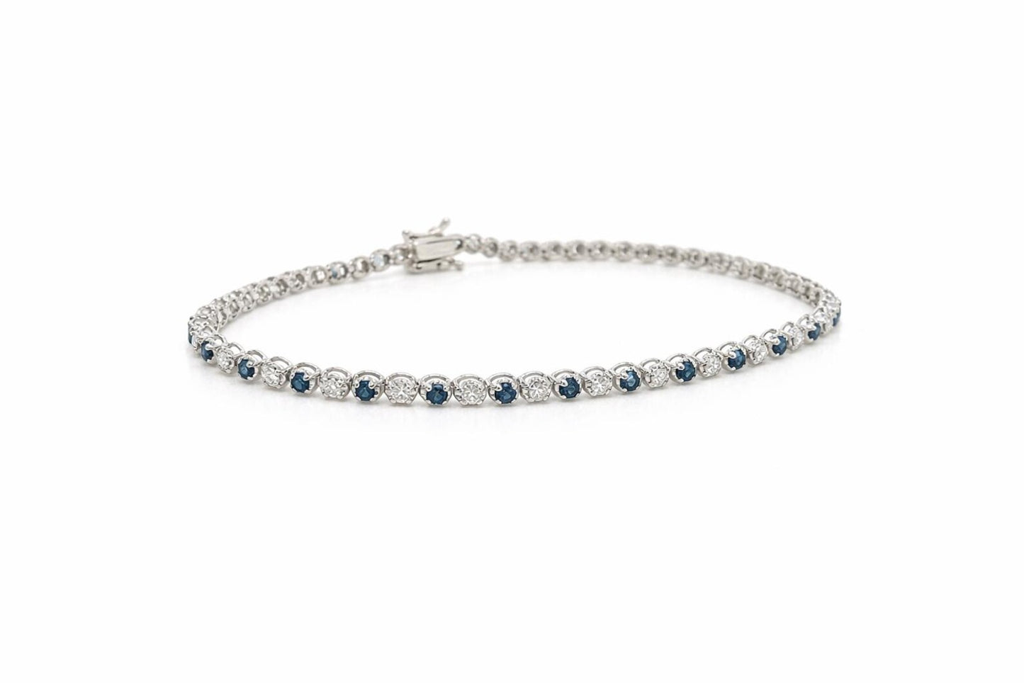 Delicate Tennis Bracelet with Natural Diamonds, in White Gold