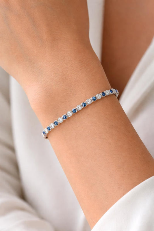 Delicate Tennis Bracelet with Natural Diamonds, in White Gold