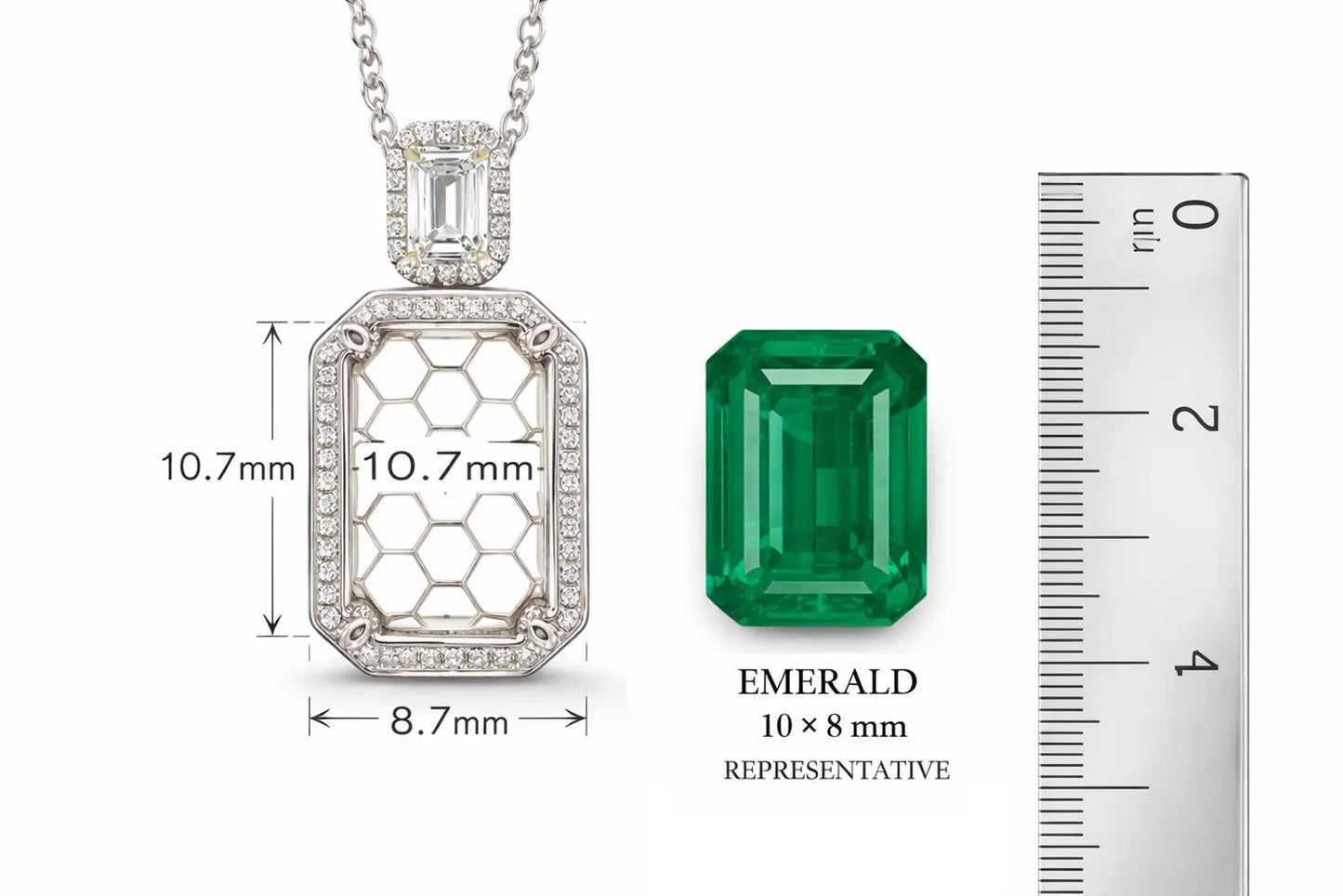 Semi-Mount Fits: 10.7 x 8.7 mm Natural Diamond Halo Cocktail Necklace, in White Gold