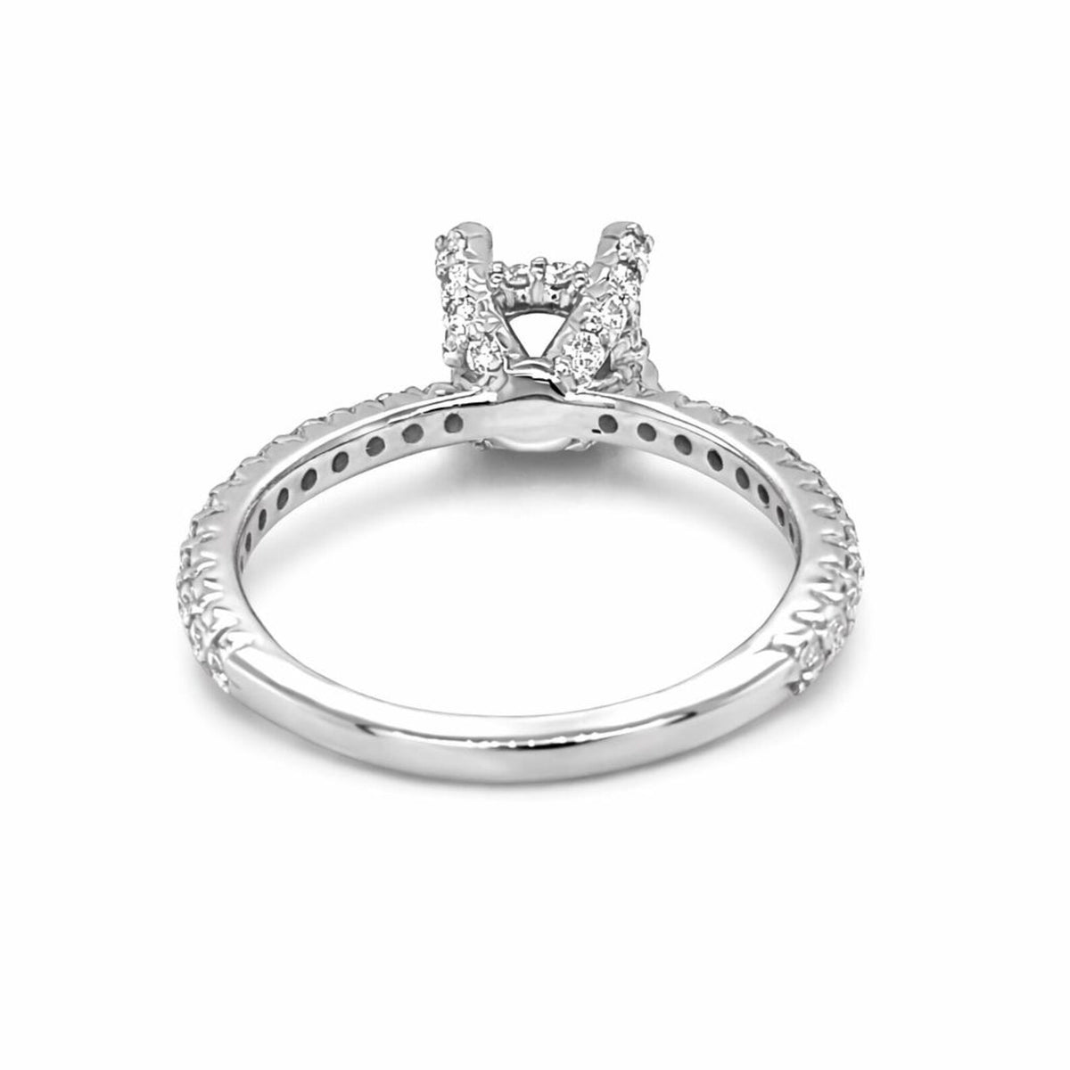 Semi-Mount Fits 7 mm with Natural Diamond Ring, in White Gold