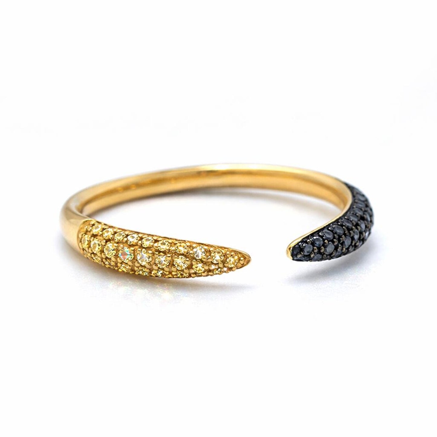 Natural Fancy Yellow and Black Diamond Band, in Yellow Gold
