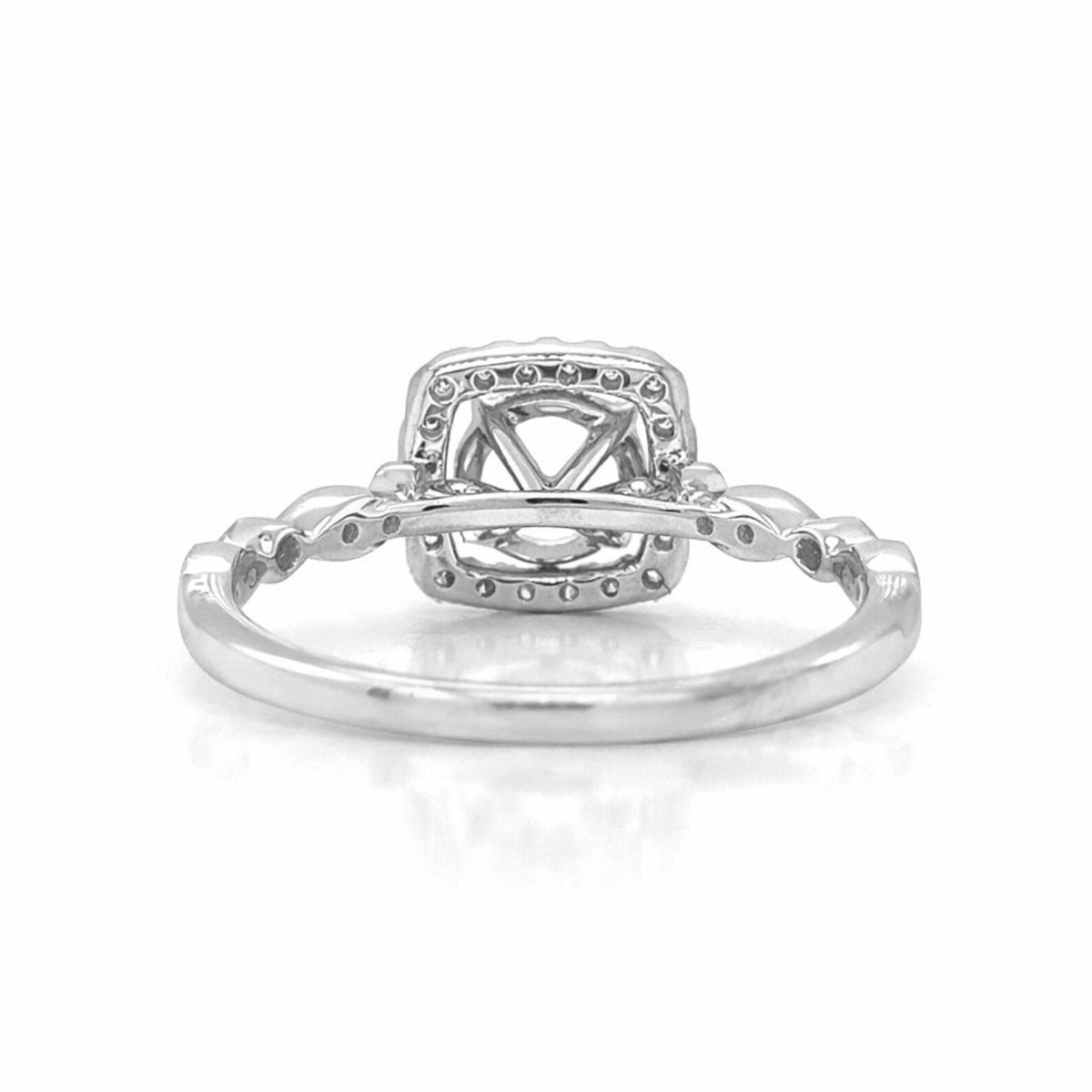 Semi-Mount Fits 6.5 mm with Natural Round Diamond Halo Ring, in White Gold