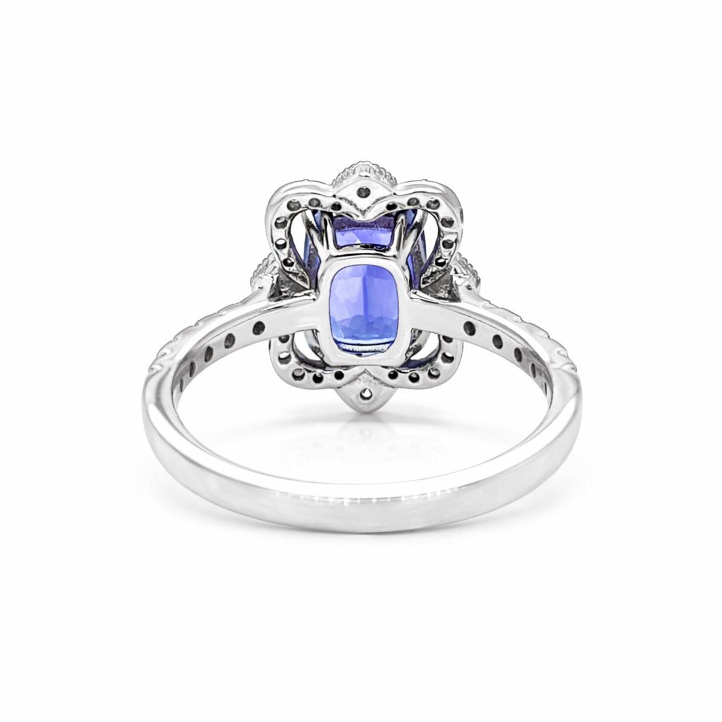 Natural Tanzanite and Diamond Art Deco Cocktail Ring, in White Gold