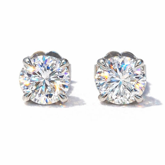 1.08 ct.tw. Natural Round Diamond Stud Earrings, in White Gold