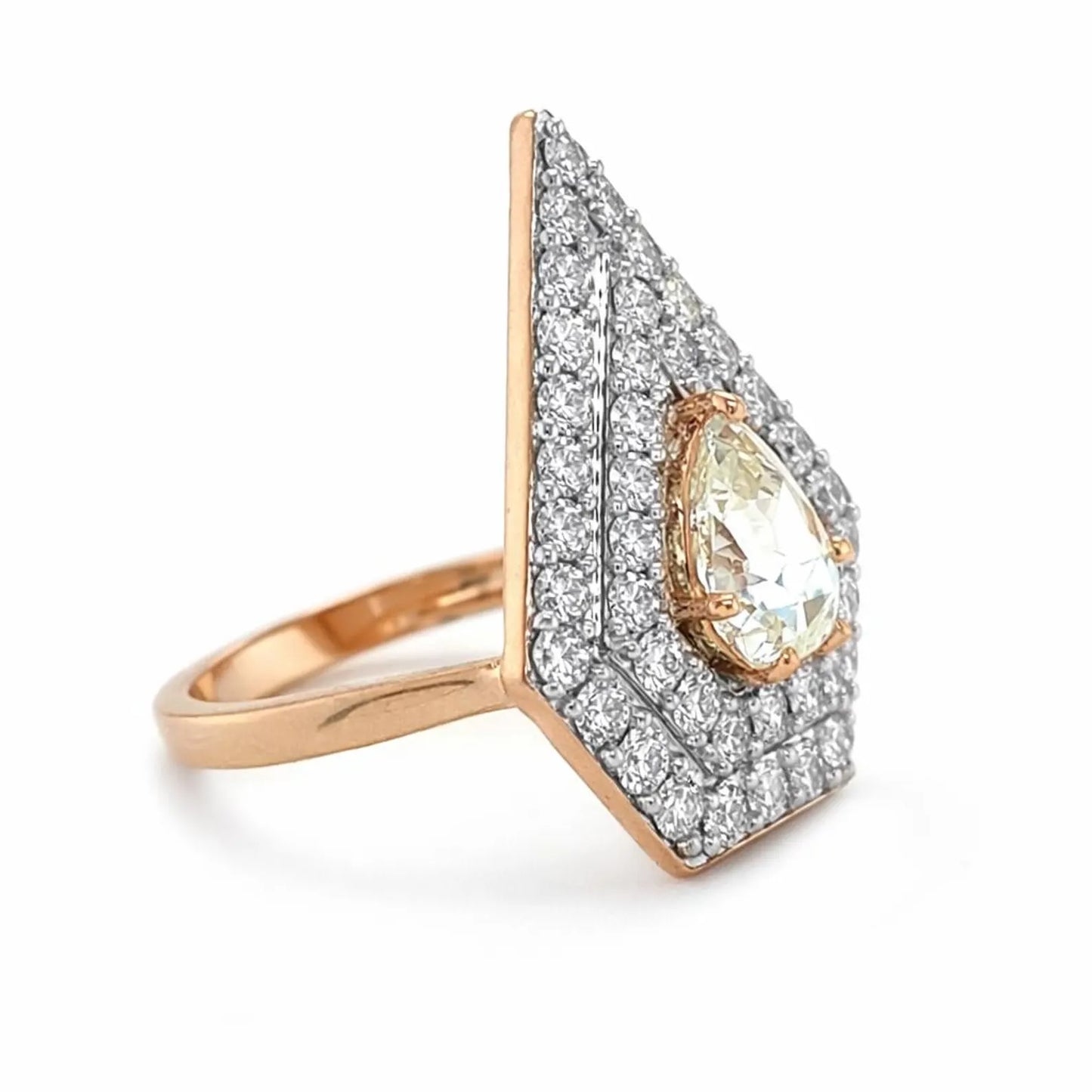 Natural Rose Cut Diamond Halo Cocktail Ring, in Rose Gold